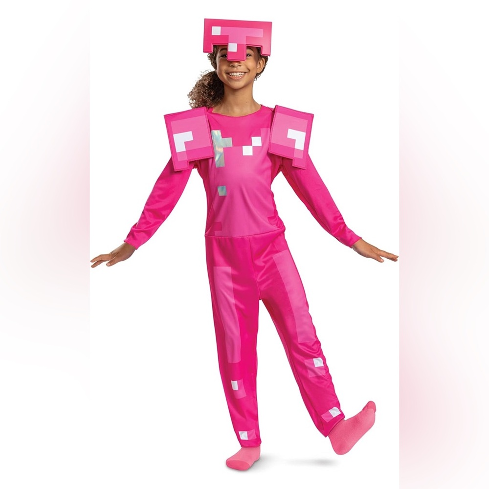 Disguise Pink Armor Minecraft Costume, Official Minecraft Pink Armor Outfit